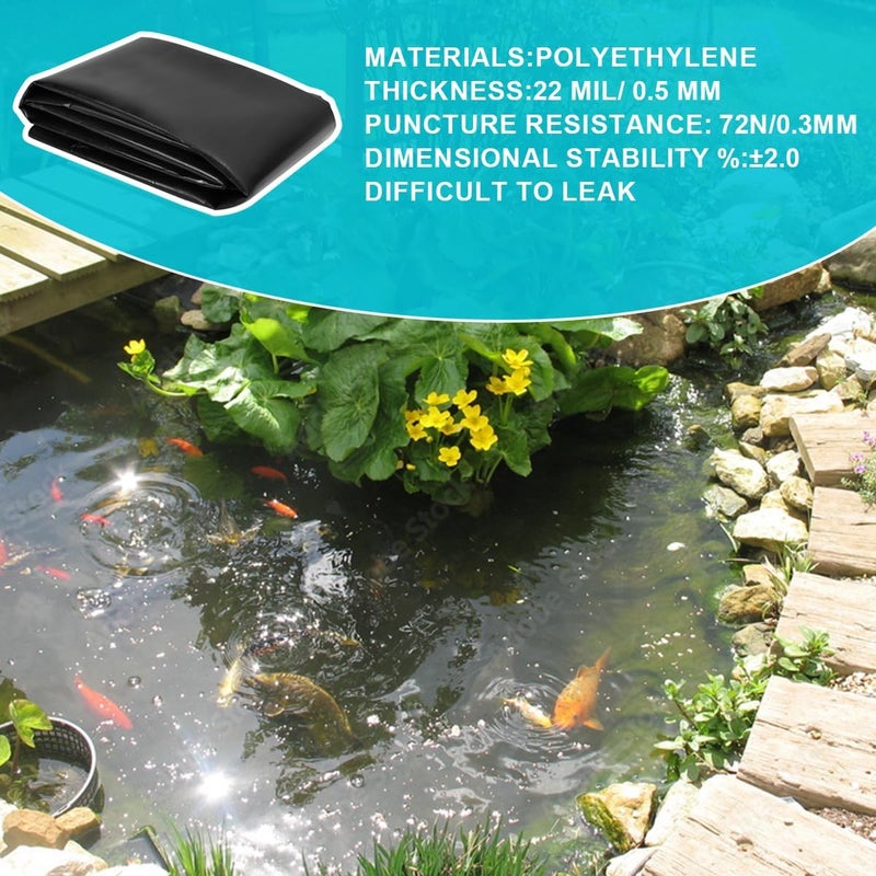 SDLDEER Pond Liner, 20 Mil HDPE Pond Liners for Outdoor Ponds, 10 X 13 Ft Large Size Plastic Pond for Garden Landscape, Aquaculture, Pond, Construction Site - Image 2